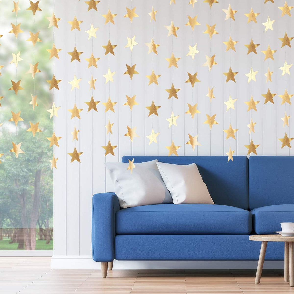 Patelai Glitter Star Garland Banner Decor 130 Feet Star Hanging Bunting Banner Twinkle Backdrop for