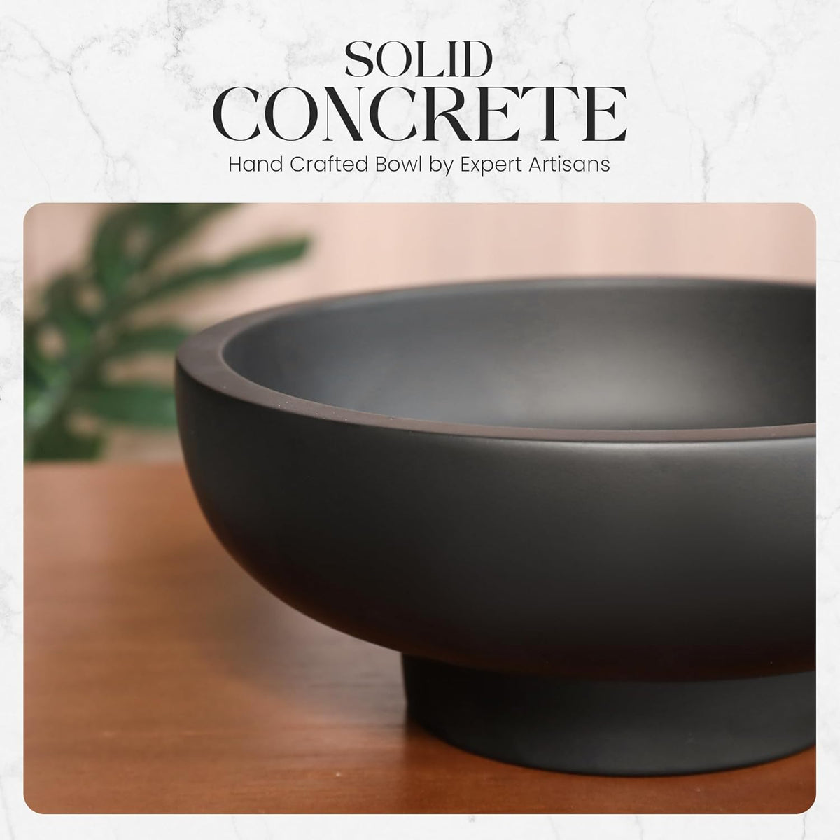 Concrete Fruit Bowl – Large Decorative Pedestal Bowl for Kitchen Counter, Entryway, or Coffee Table