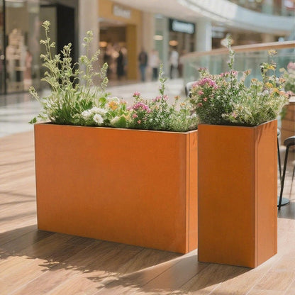Galvanized Steel Metallic Heavy Planter for Outdoor Plants Metal Outdoor Planter Spliced Flower Box