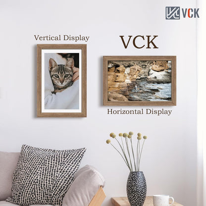 VCK 11x17 Picture Frame Set of 3 - Brown Walnut, Natural Textured Solid Wood Picture Poster Frame