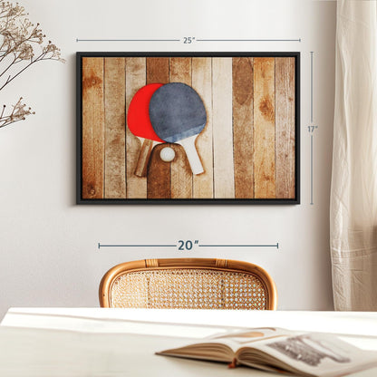 ElephantStock Ping Pong Wall Art - Horizontal Framed Canvas - 1-Piece Living Room Wall Decor