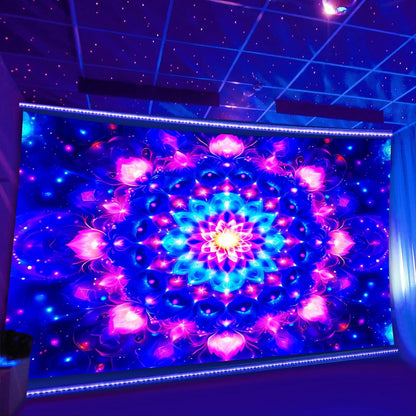PSYHILAR Blacklight Mandala Tapestry for Bedroom, Psychedelic Black Light Posters for Adults and