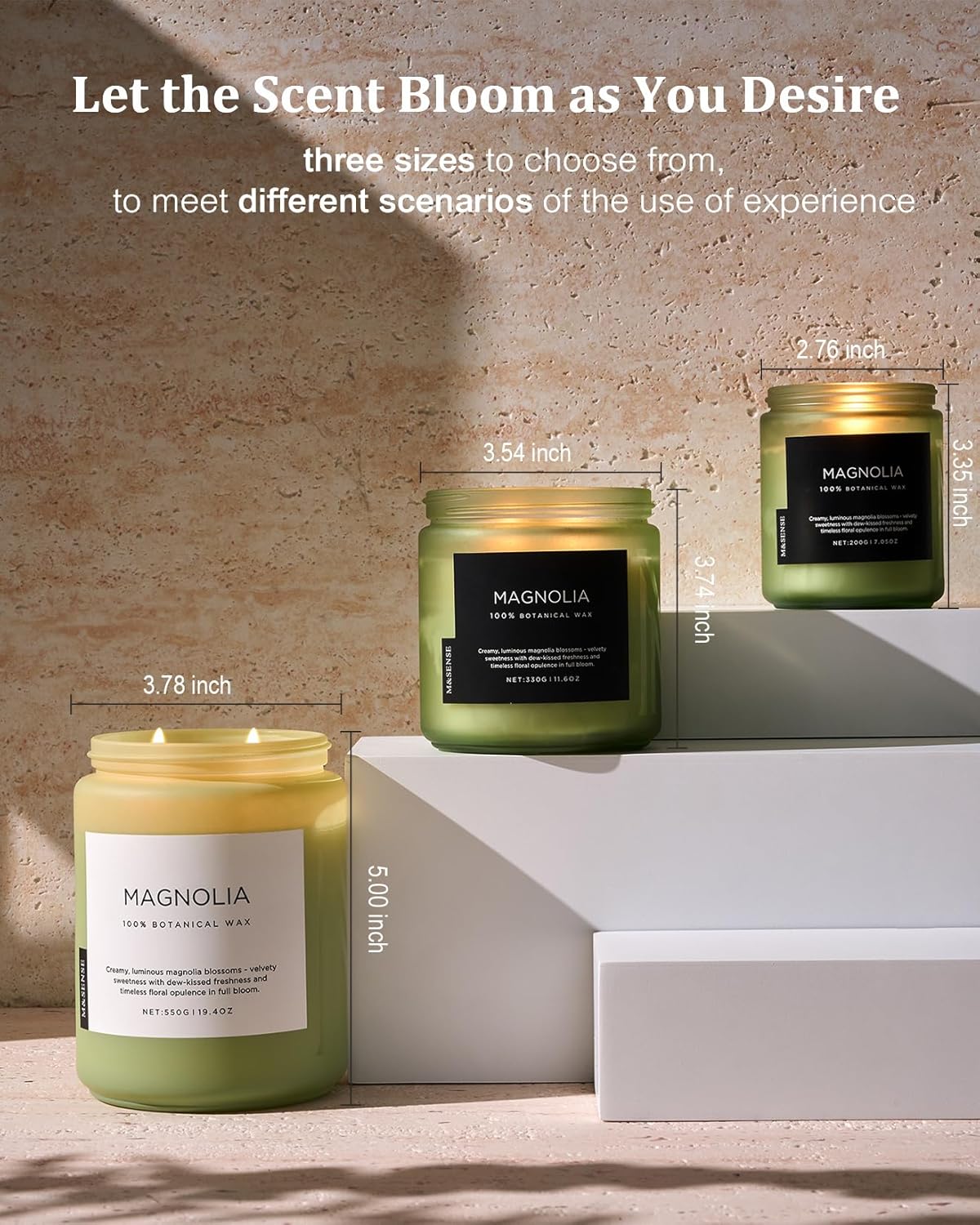 M&SENSE Magnolia Jasmine Romantic Scented Candle, 19.4oz 110 Hours Long Lasting Clean Non Toxic All