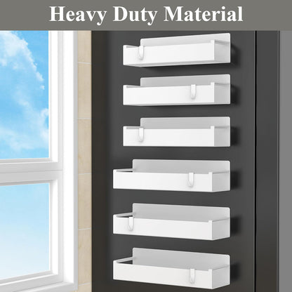 6 Pack Magnetic Spice Rack Organizer for Refrigerator and Oven, White Fridge Organizers and Storage