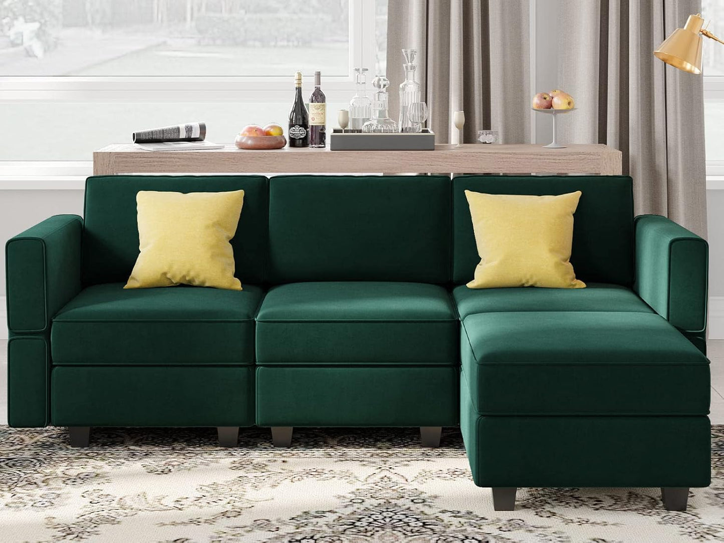 Belffin Convertible Sectional Sofa with Chaise Velvet L Shaped Sofa Couch Modular Sectional Sofa