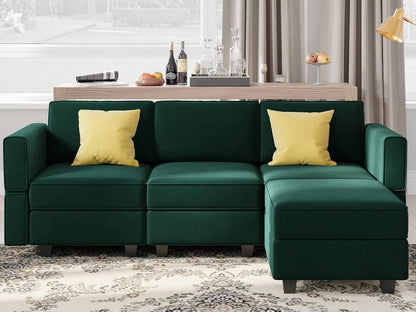 Belffin Convertible Sectional Sofa with Chaise Velvet L Shaped Sofa Couch Modular Sectional Sofa