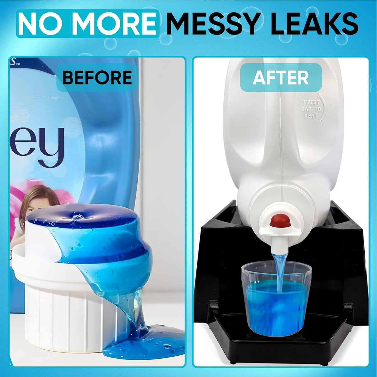 TidyFriend Laundry Detergent Dispenser with Tray & Strap, Laundry Soap Dispenser with Non-Slip