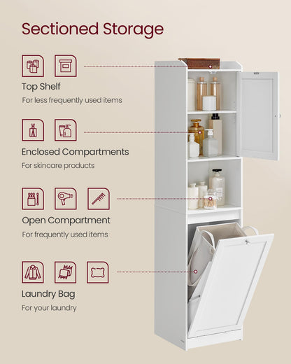 VASAGLE Tall Storage Cabinet, Storage Unit with Removable Laundry Basket, Compartment and Cabinet