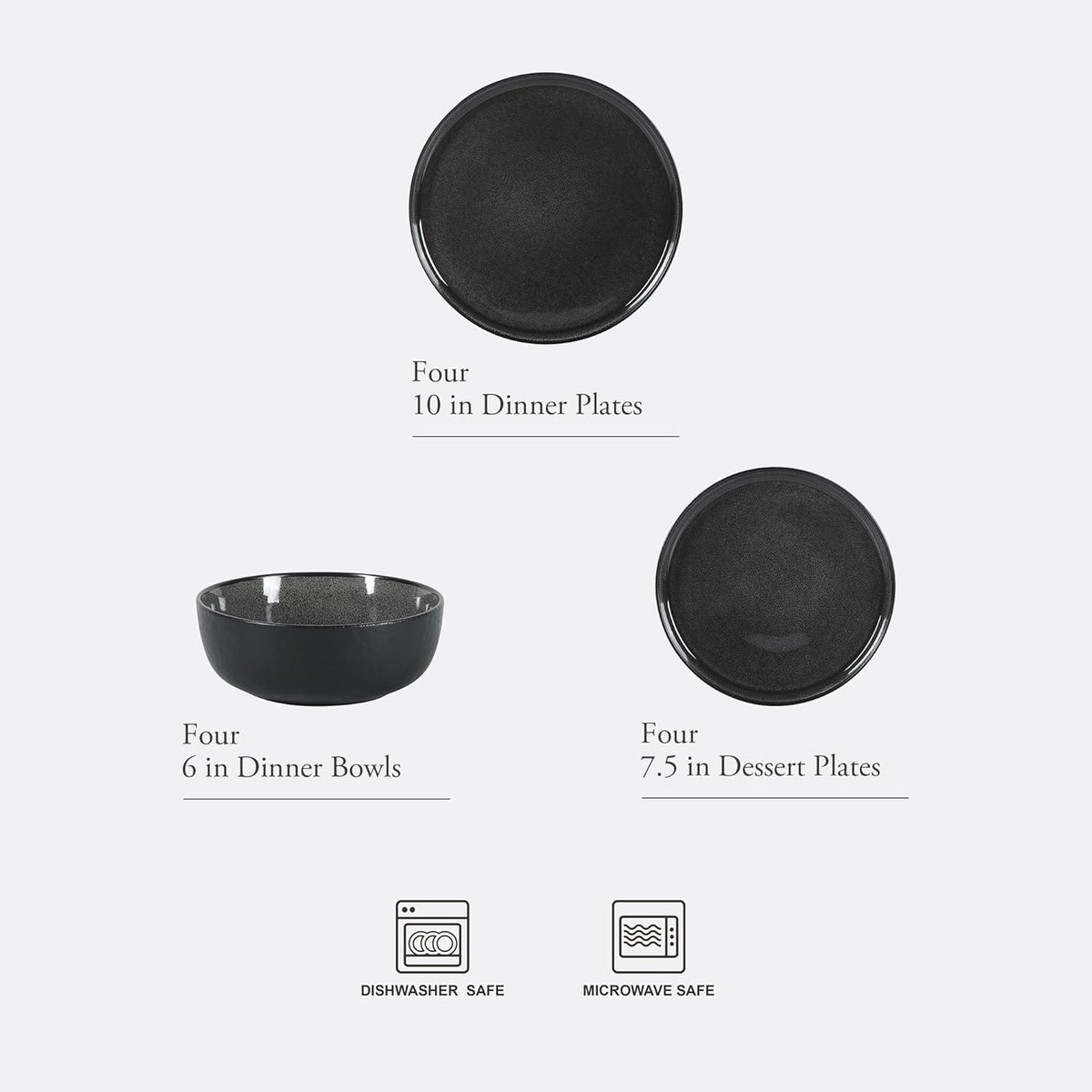 Gibson Elite Tahoe Sunset 12 Piece Stoneware Reactive Glaze (Service for 4) Ceramic Plates and