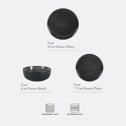 Gibson Elite Tahoe Sunset 12 Piece Stoneware Reactive Glaze (Service for 4) Ceramic Plates and