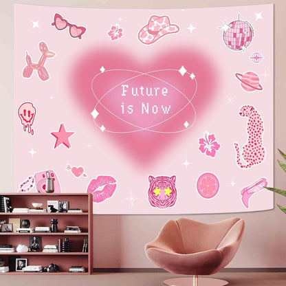 Lunerfex Y2K Tapestry Pink Wall Tapestry, Cute Tapestries for Bedroom Funny Tapestries Wall Hanging
