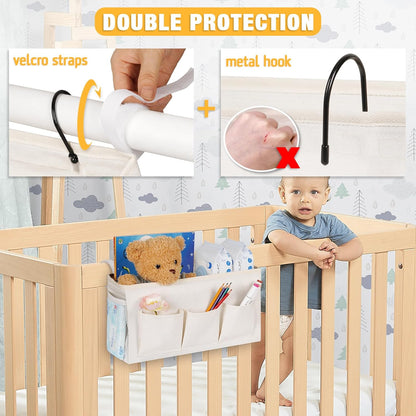 Bedside Caddy Bedside Organizer Bedside Storage Caddy with Fixed Straps and Water Bottle Holder for