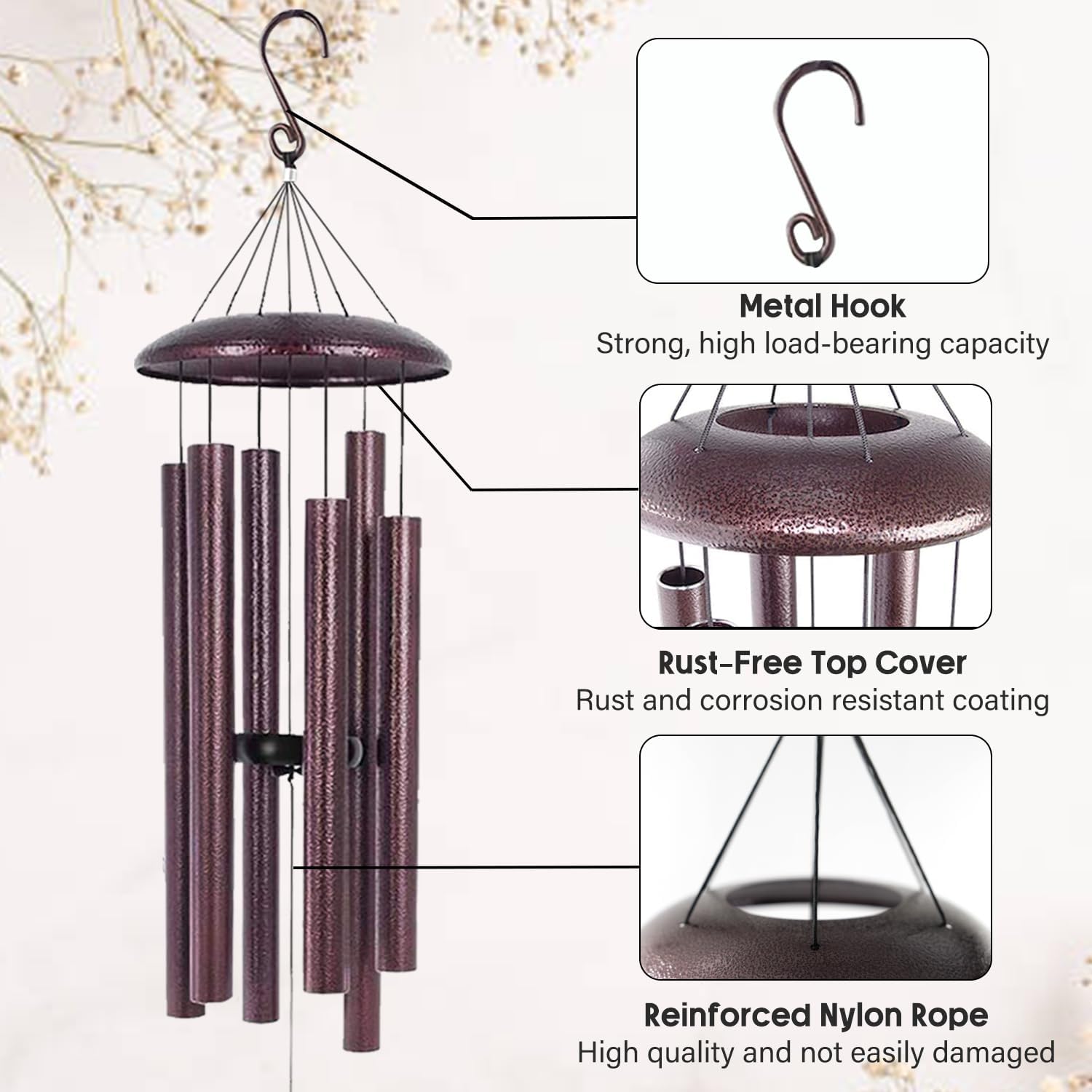 ASTARIN 36" Large Deep Tone Personalized Sympathy Wind Chimes, Memorial Wind Chime for Loss of