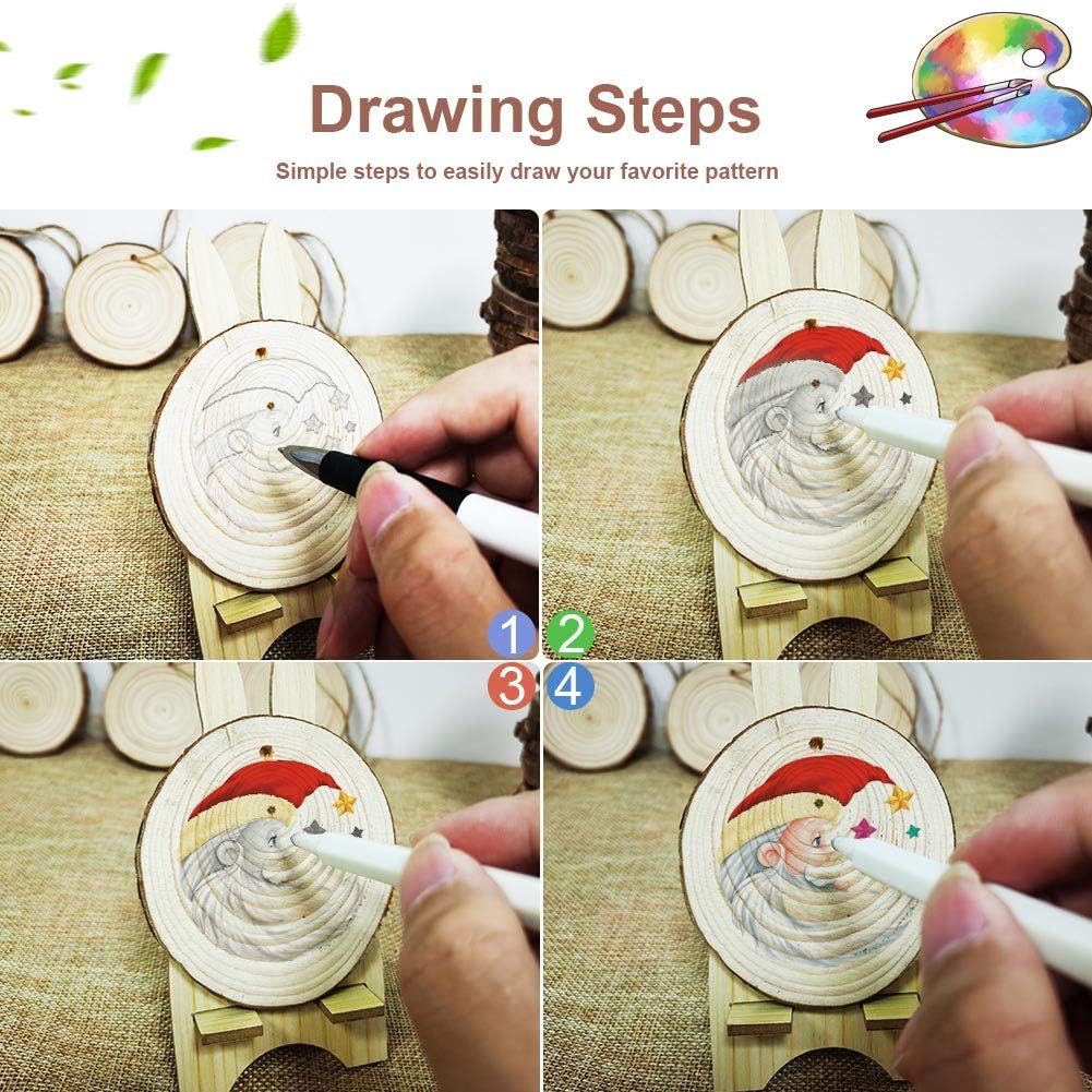 AerWo Natural Wood Slices 50 Pcs 2.7-3.1 Inches Craft Wood Kit Unfinished Predrilled with Hole