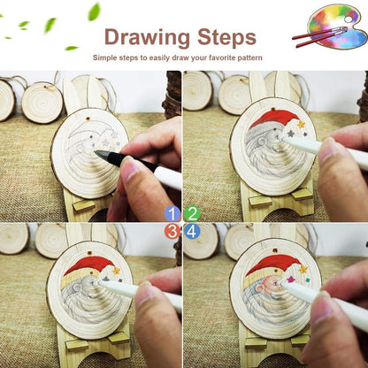 AerWo Natural Wood Slices 50 Pcs 2.7-3.1 Inches Craft Wood Kit Unfinished Predrilled with Hole