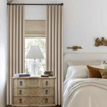 KangBang Taupe Pinch Pleated Window Curtains 2 Panels Set, 90 Inch Blackout Curtains for Bedroom