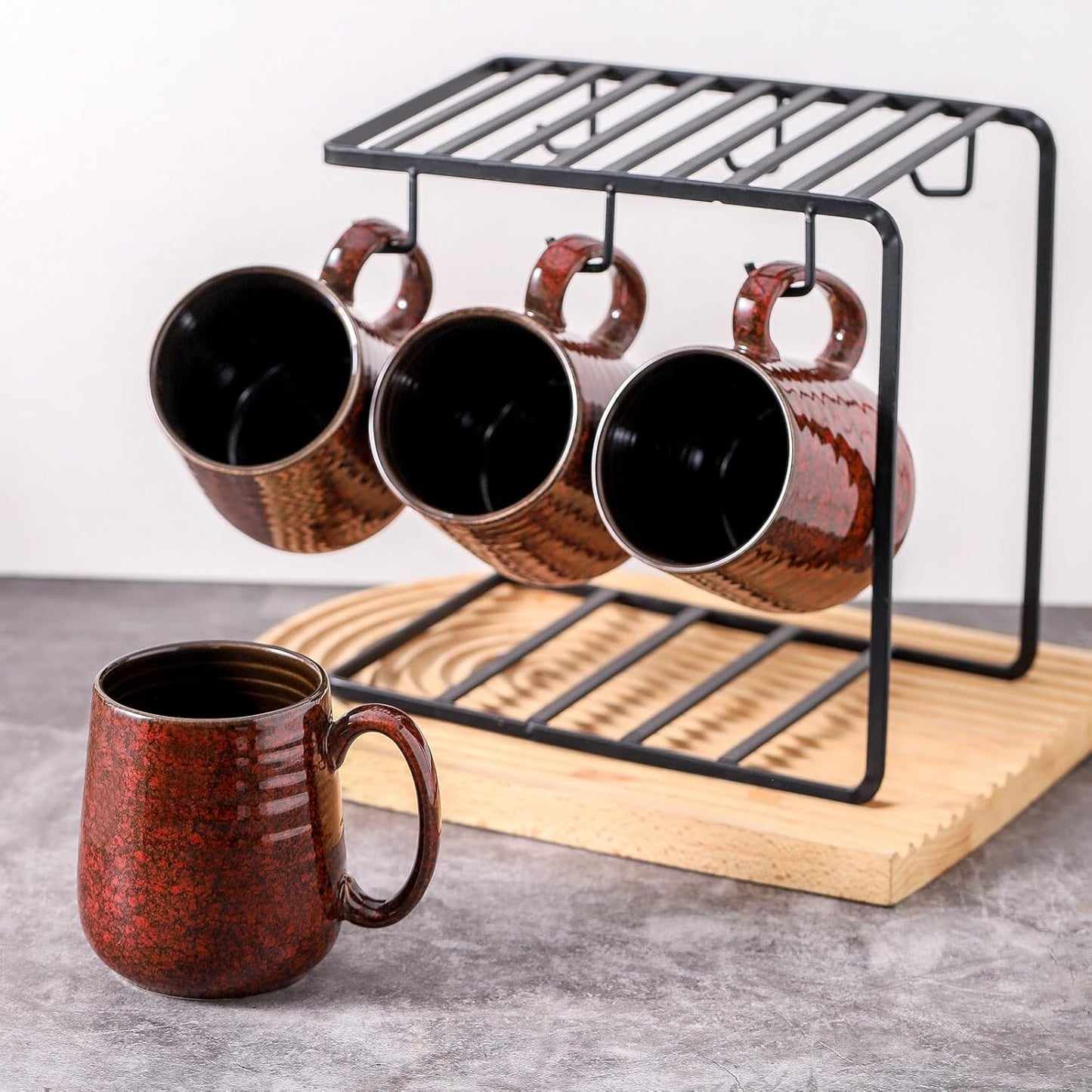 Hasense Red Coffee Mugs Set of 4, 12 oz Coffee Cups Ceramic, Latte Mug with Large Handle for