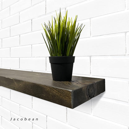 URBANDI, Rustic Floating Shelves, Set of 2, Hidden Bracket, Solid Wood, Heavy Duty, Wall Mounted