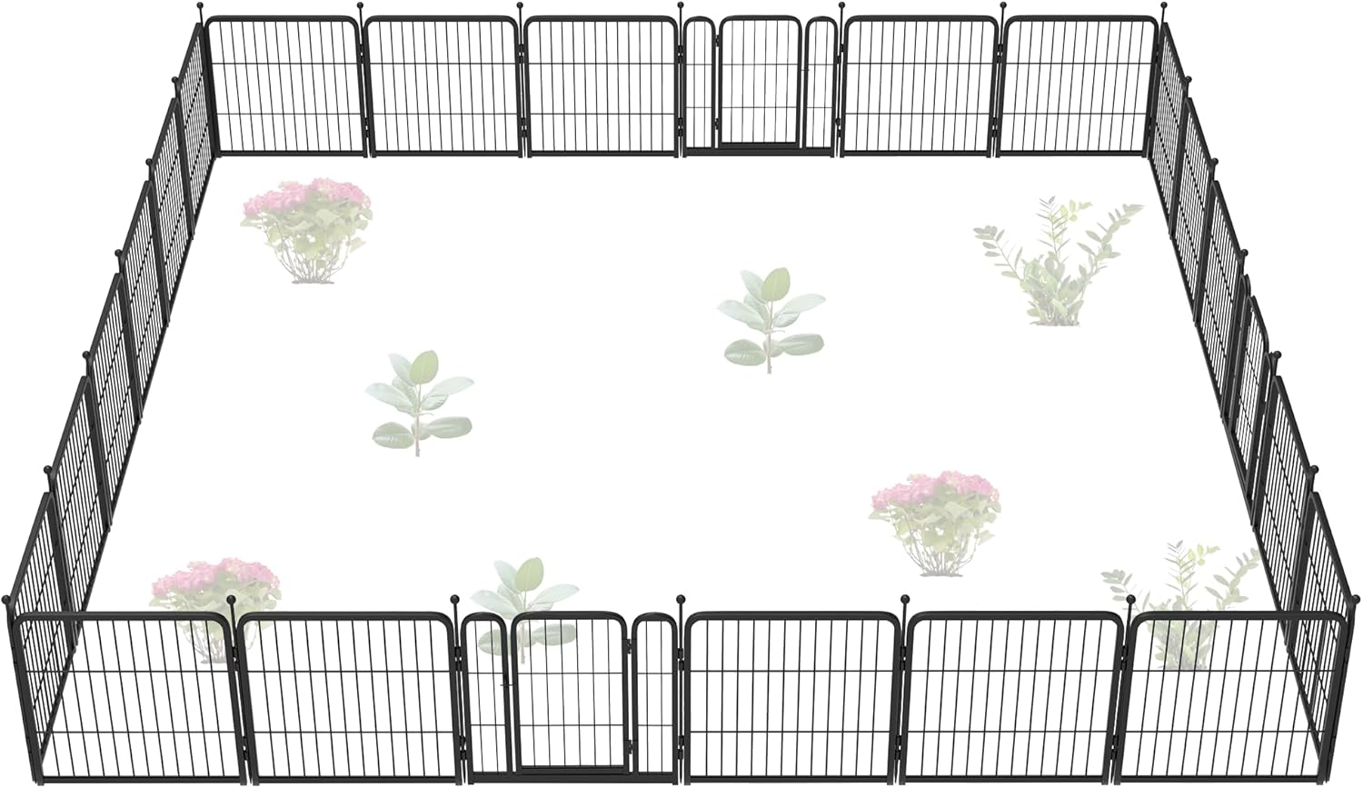 FXW Garden Fence Outdoor for The Yard – 24in(H) x 44.4ft(L) Heavy Duty Metal Animal Barrier for Dog