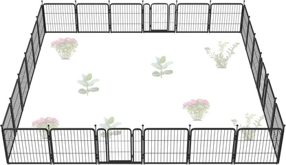 FXW Garden Fence Outdoor for The Yard – 24in(H) x 44.4ft(L) Heavy Duty Metal Animal Barrier for Dog