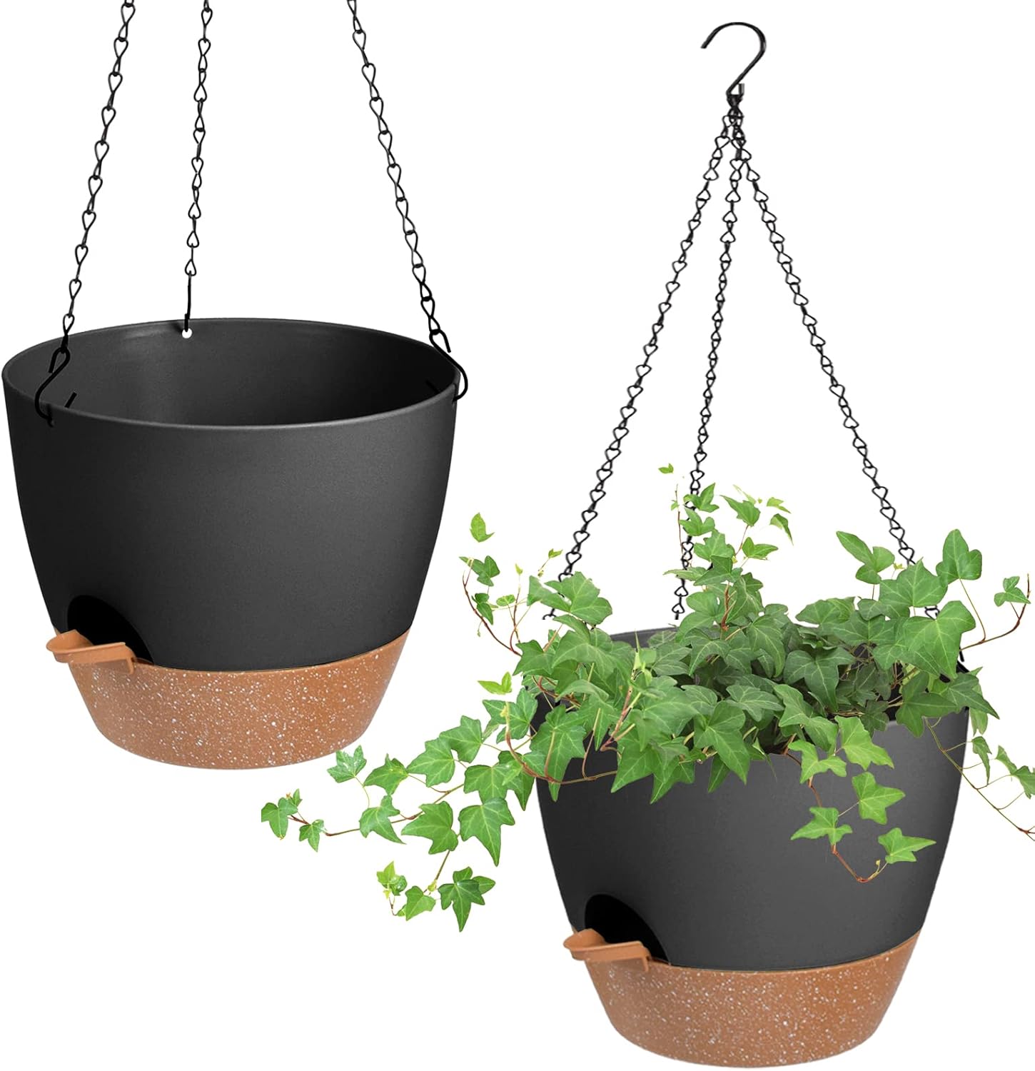 Hanging Planters for Indoor Outdoor Plants, 2 Pack Self Watering Hanging Pot with Drainage Holes &