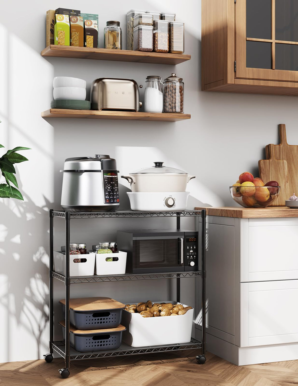 Simple Deluxe Heavy Duty 3-Tier Storage Shelves 750Lb Capacity, 24.02" D x 13.78" W x 29.92" H