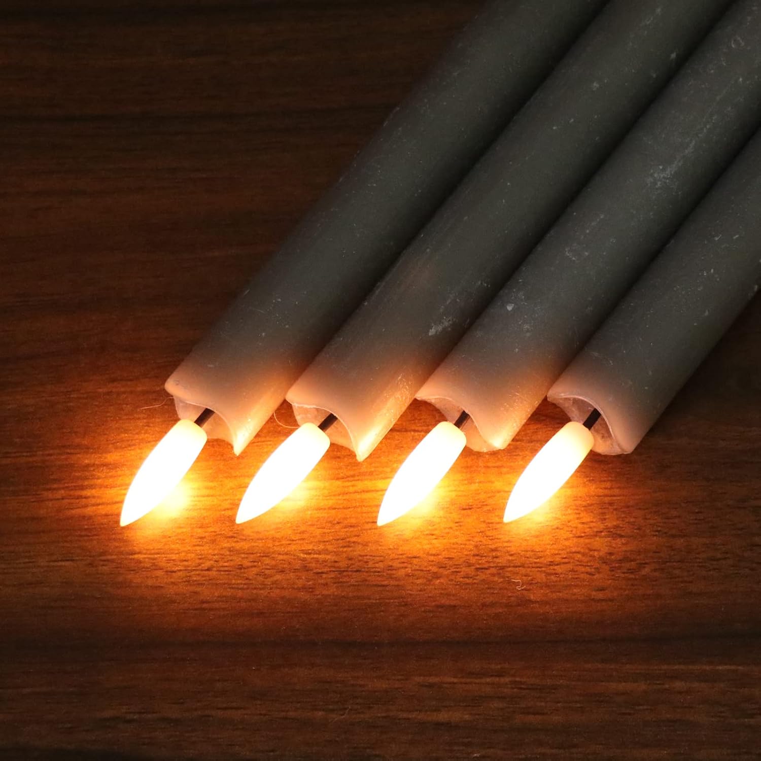 GenSwin Flameless Grey Taper Candles Flickering with 10-Key Remote, Battery Operated Led Warm 3D