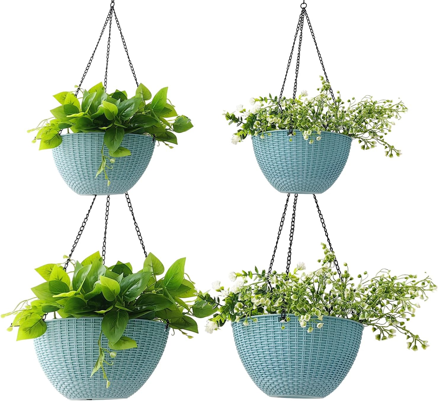 Hanging Planters for Indoor Plants 8/10 Inch, 4 Packs Plant Hanger Outdoor with Drainage Holes