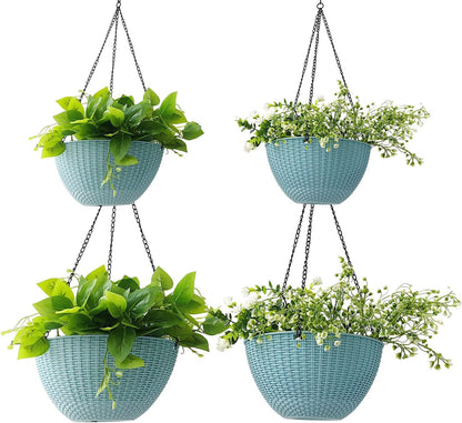 Hanging Planters for Indoor Plants 8/10 Inch, 4 Packs Plant Hanger Outdoor with Drainage Holes