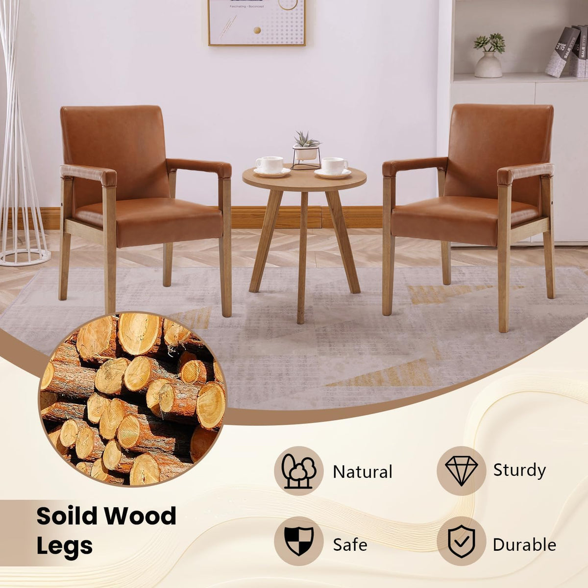 Kmax Modern Dining Chairs Set of 6 Faux Leather Kitchen Arm Chairs Upholstered Accent Chairs with
