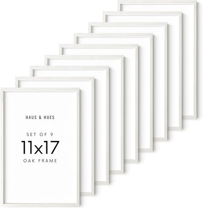 HAUS AND HUES 11x17 Picture Frame Set of 9-11 X 17 Frame Wood Picture Frames, 11x17 Poster Frame