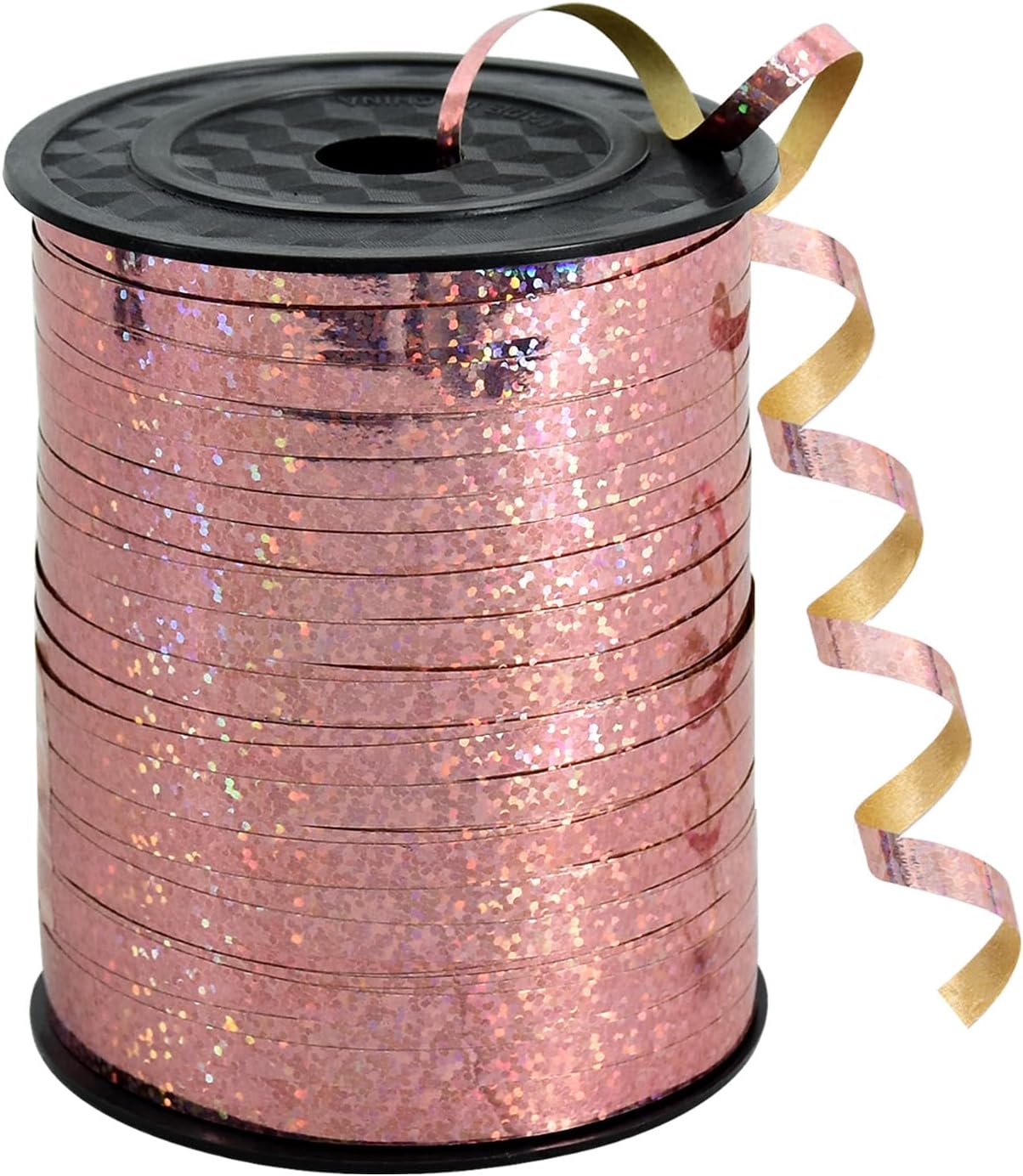 BEISHIDA 500 Yards Curling Ribbon Balloon String Ribbon - Rose Gold Crimped Shiny Metallic Roll for