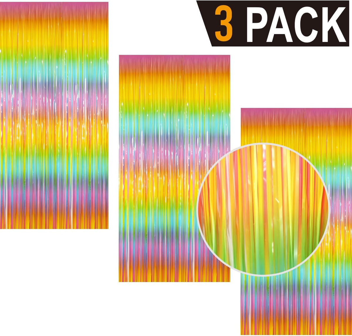 GOER 3.2 ft x 8.2 ft Metallic Tinsel Foil Fringe Curtains Party Photo Backdrop Party Streamers for