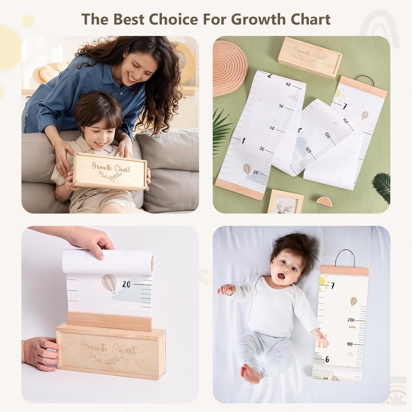 Growth Chart for Wall 7 Ft Height Chart with Keepsake Box & Hook Waterproof Canvas Measure Wall