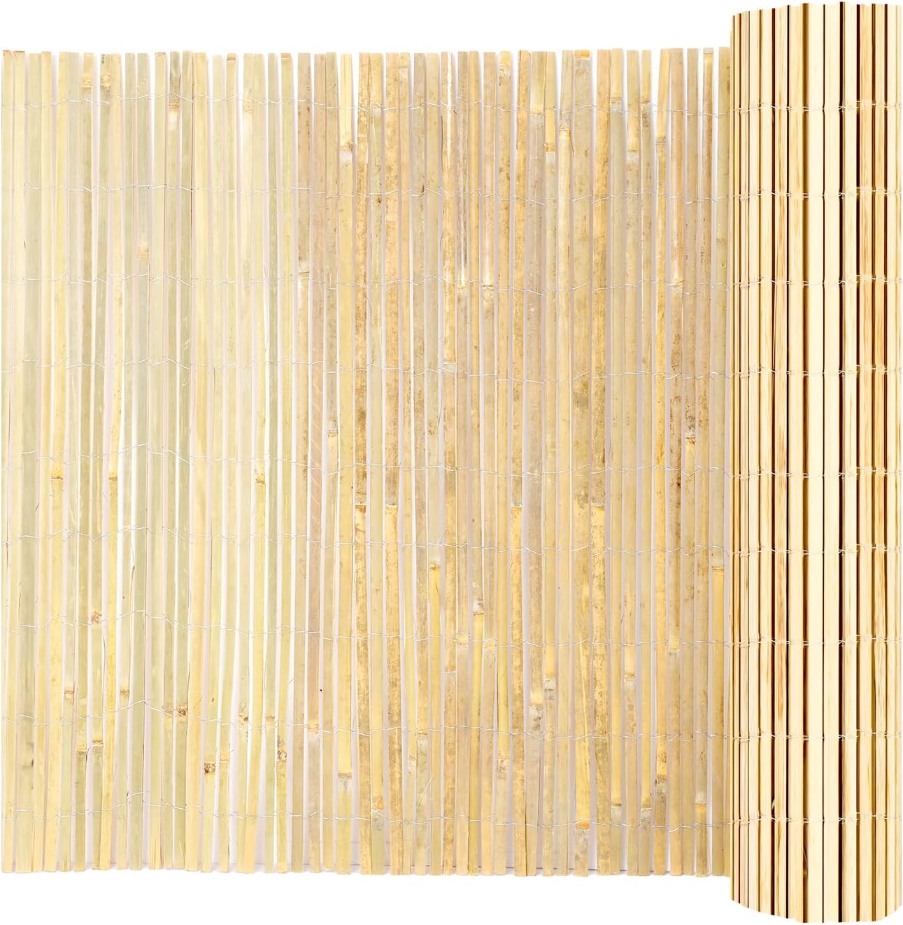 VEVOR Natural Bamboo Privacy Fence Screen, Eco-Friendly Decorative Bamboo Slat Fence, 6 ft H x 16