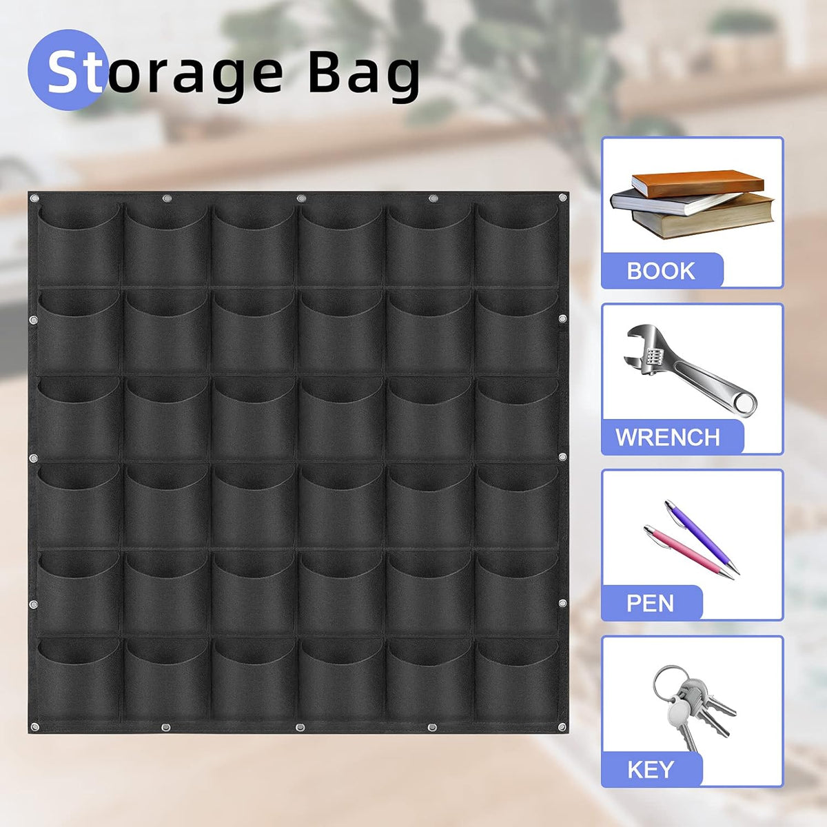 36 Pockets Hanging Planter Bags, Hanging Vertical Wall Mounted Plant Planting Grow Bags, Herb
