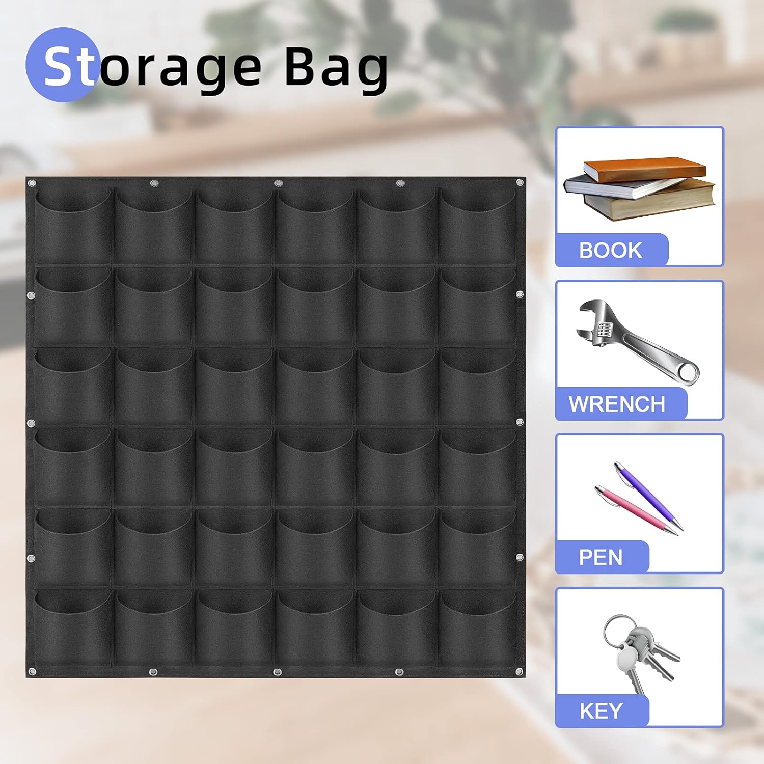 36 Pockets Hanging Planter Bags, Hanging Vertical Wall Mounted Plant Planting Grow Bags, Herb