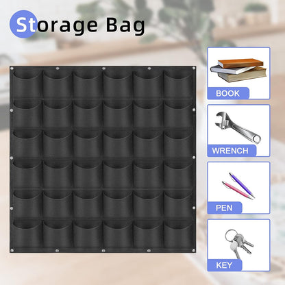 36 Pockets Hanging Planter Bags, Hanging Vertical Wall Mounted Plant Planting Grow Bags, Herb