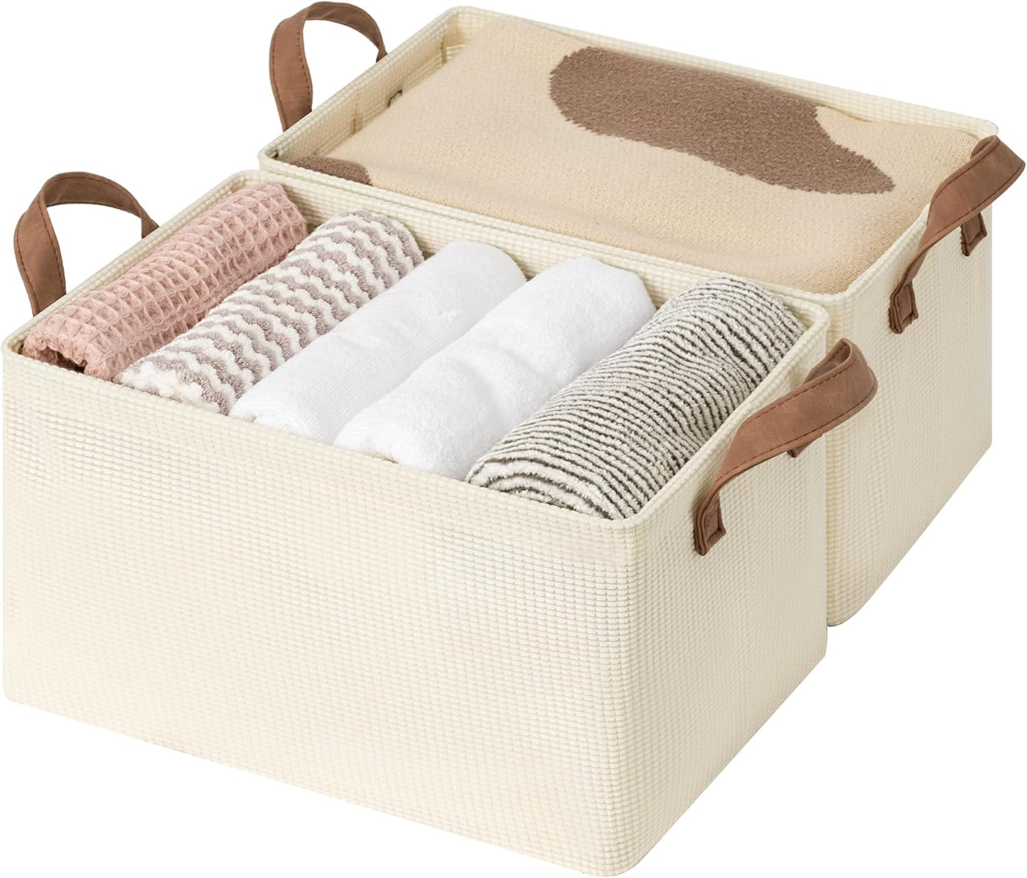 StorageWorks Storage Bins, Shelves Baskets for Organizing, Fabric Closet Organizers with Handles