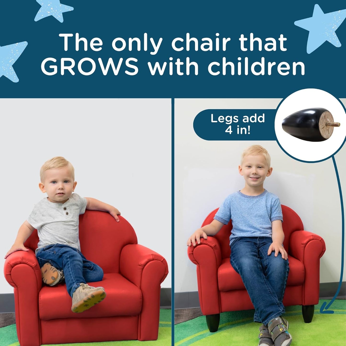 Children's Factory As We Grow Toddler Chair, Red, CF805-196, Flexible Seating for Daycare or