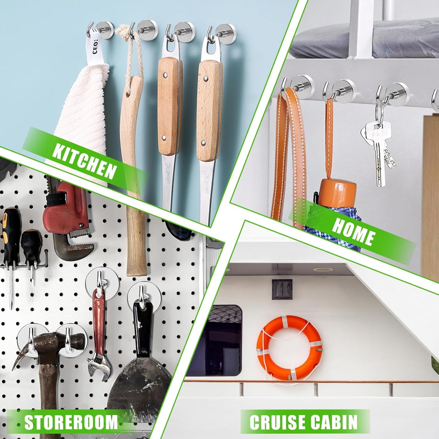 MIKEDE Magnetic Hooks Heavy Duty, 40lbs Earth Magnets with Hooks for Refrigerator, Strong Magnets