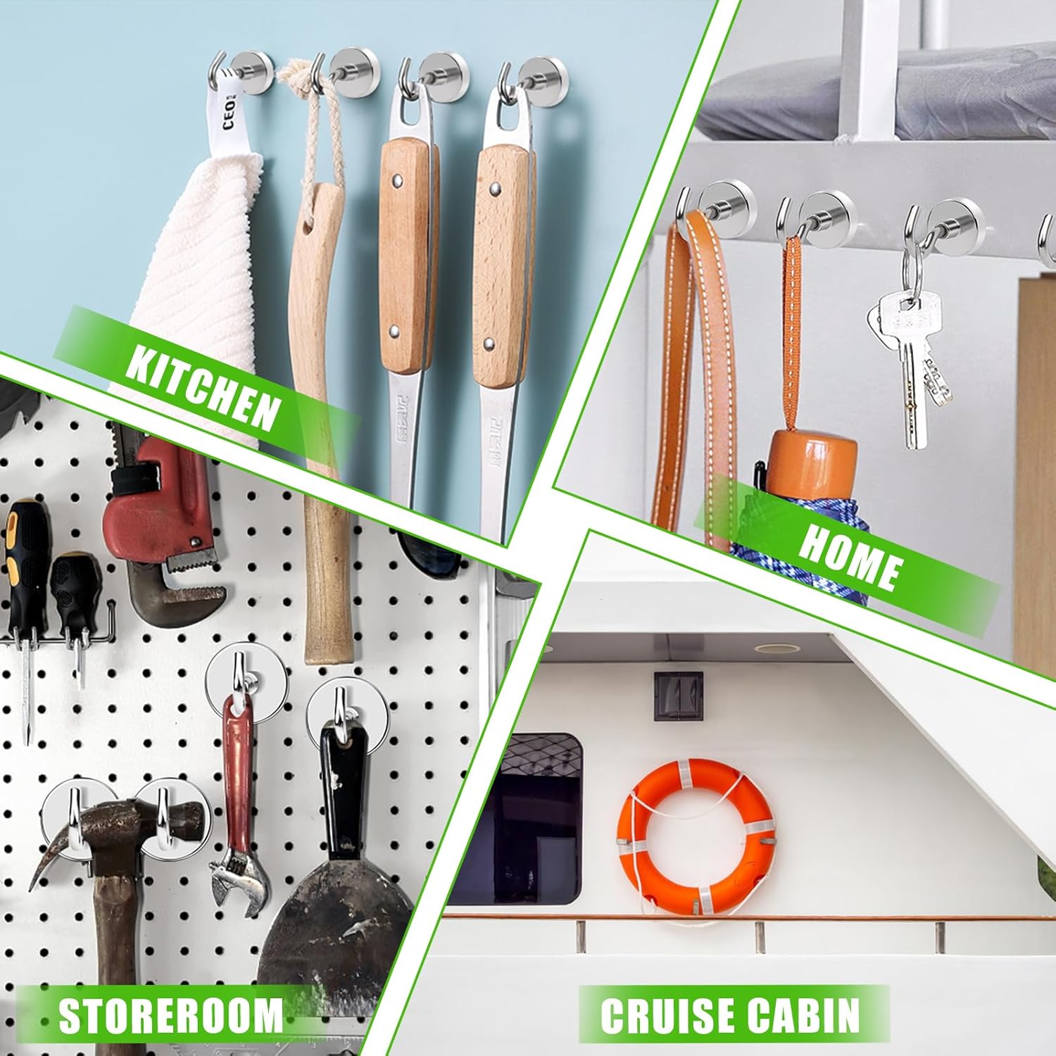 MIKEDE Magnetic Hooks Heavy Duty, 40lbs Earth Magnets with Hooks for Refrigerator, Strong Magnets