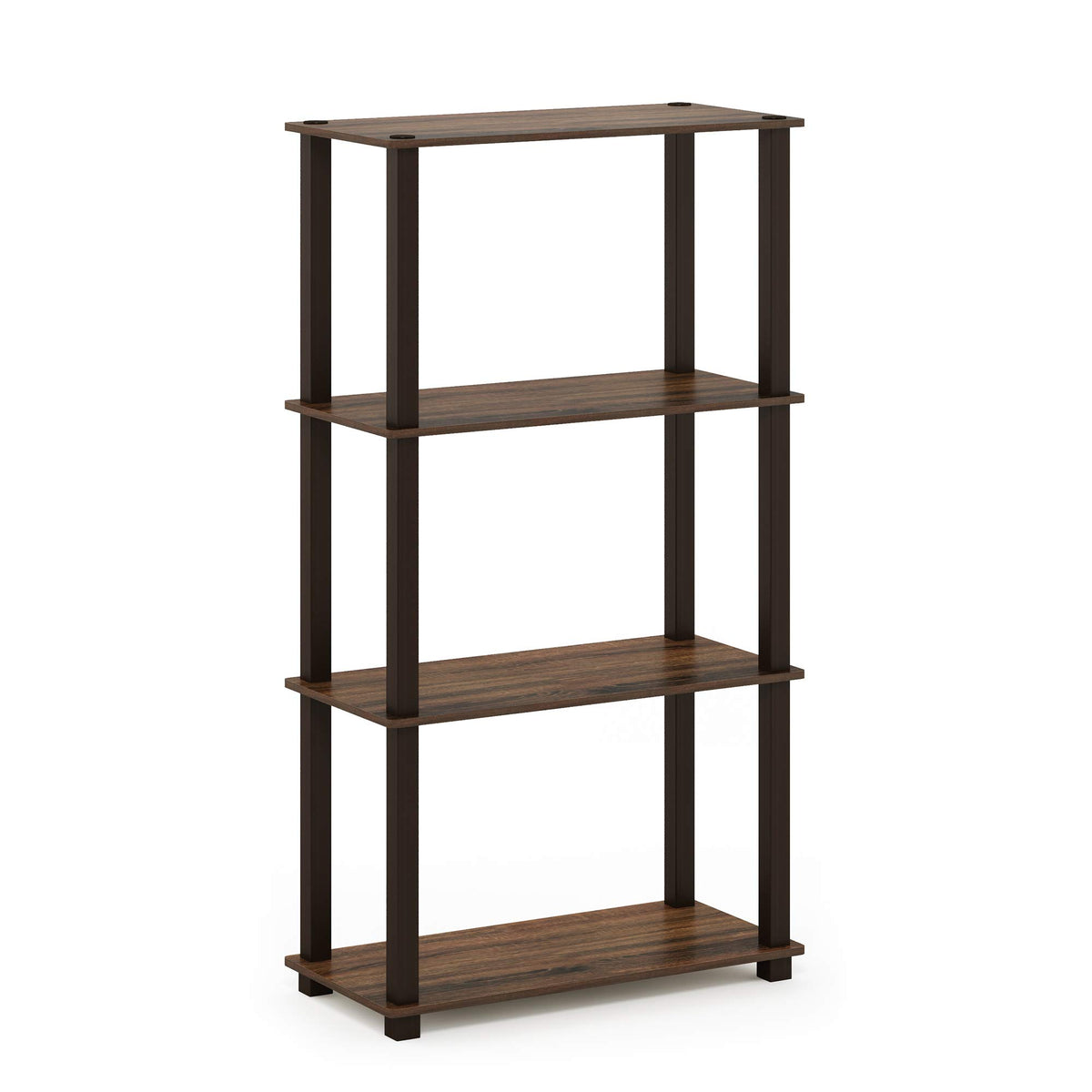 Furinno TURN-S-TUBE Storage Shelves, 4-Tier Book Shelf, Corner Shelf, Toolless Open Shelves, for