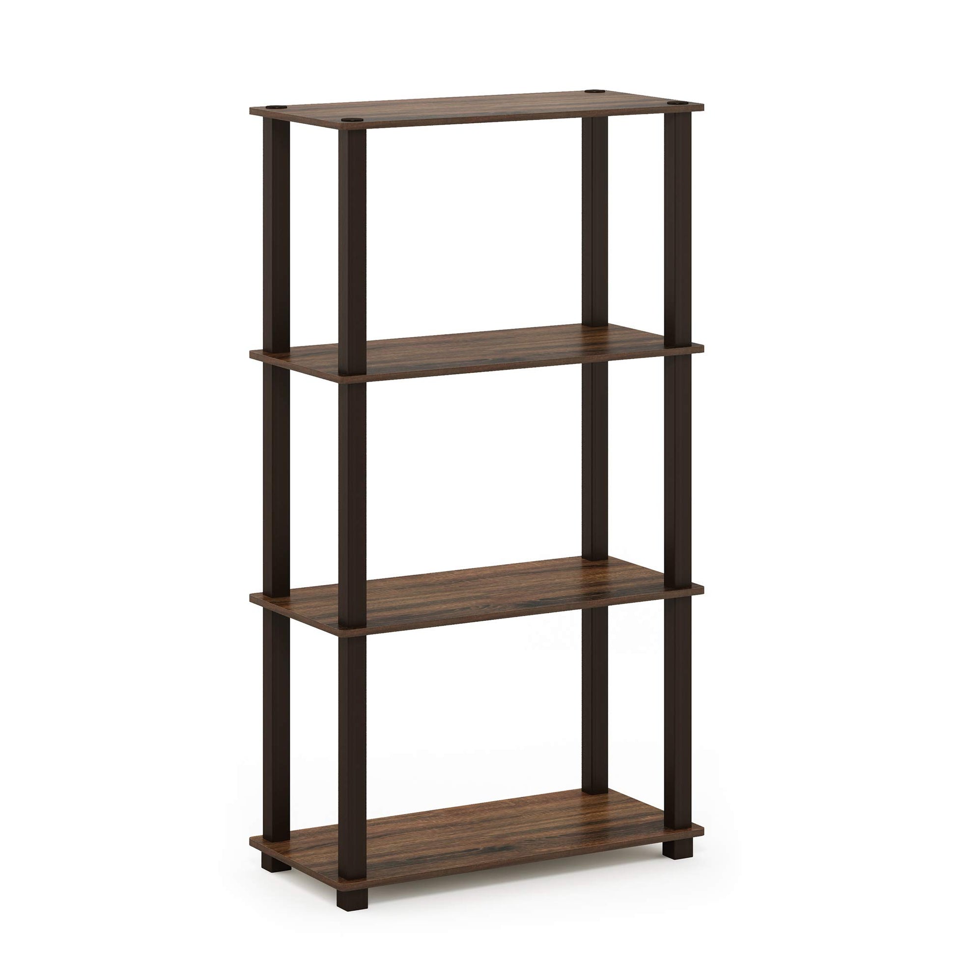 Furinno TURN-S-TUBE Storage Shelves, 4-Tier Book Shelf, Corner Shelf, Toolless Open Shelves, for