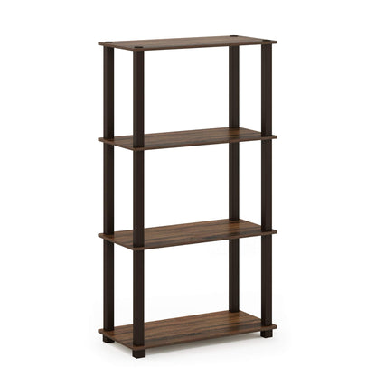 Furinno TURN-S-TUBE Storage Shelves, 4-Tier Book Shelf, Corner Shelf, Toolless Open Shelves, for