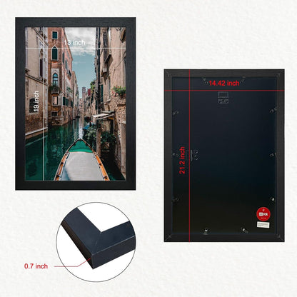 VCK Poster Frames 13x19 Black 3 Pack, Solid Wood Picture Frames for Wall Mounting Hanging Art and
