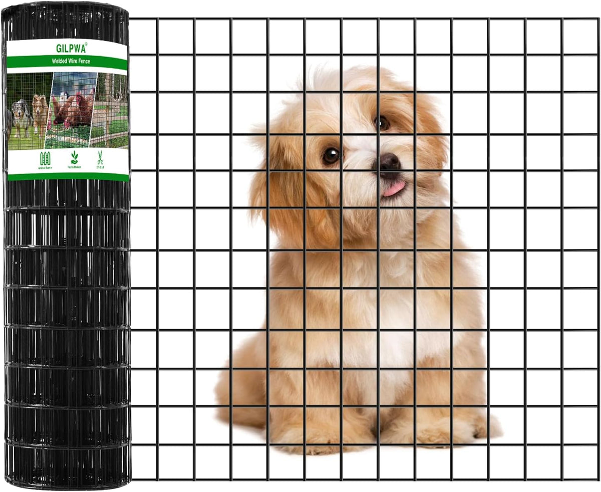 Wire Fence, 24 in(H) X 25 ft(L) PVC Coated Welded Wire Fencing 2" X 2" 16GA Garden Border Vinyl
