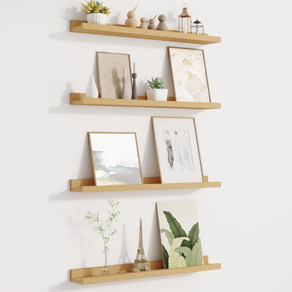 Picture Ledge Shelf for Wall, Floating Shelves Set of 4, 24 Inch Long Nursery Book Shelves for Toys