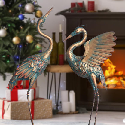 33-37 Inch Metal Crane Garden Statue Décor, Bird Heron Garden Sculpture & Statues, Outdoor