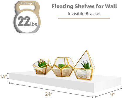 Sorbus Floating Shelves for Wall - 24" Bathroom Shelves, Wall Decor for Bedroom, Kitchen, Living
